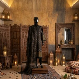 Sunehri Raat Black and Golden D6-(3 piece) Stitched